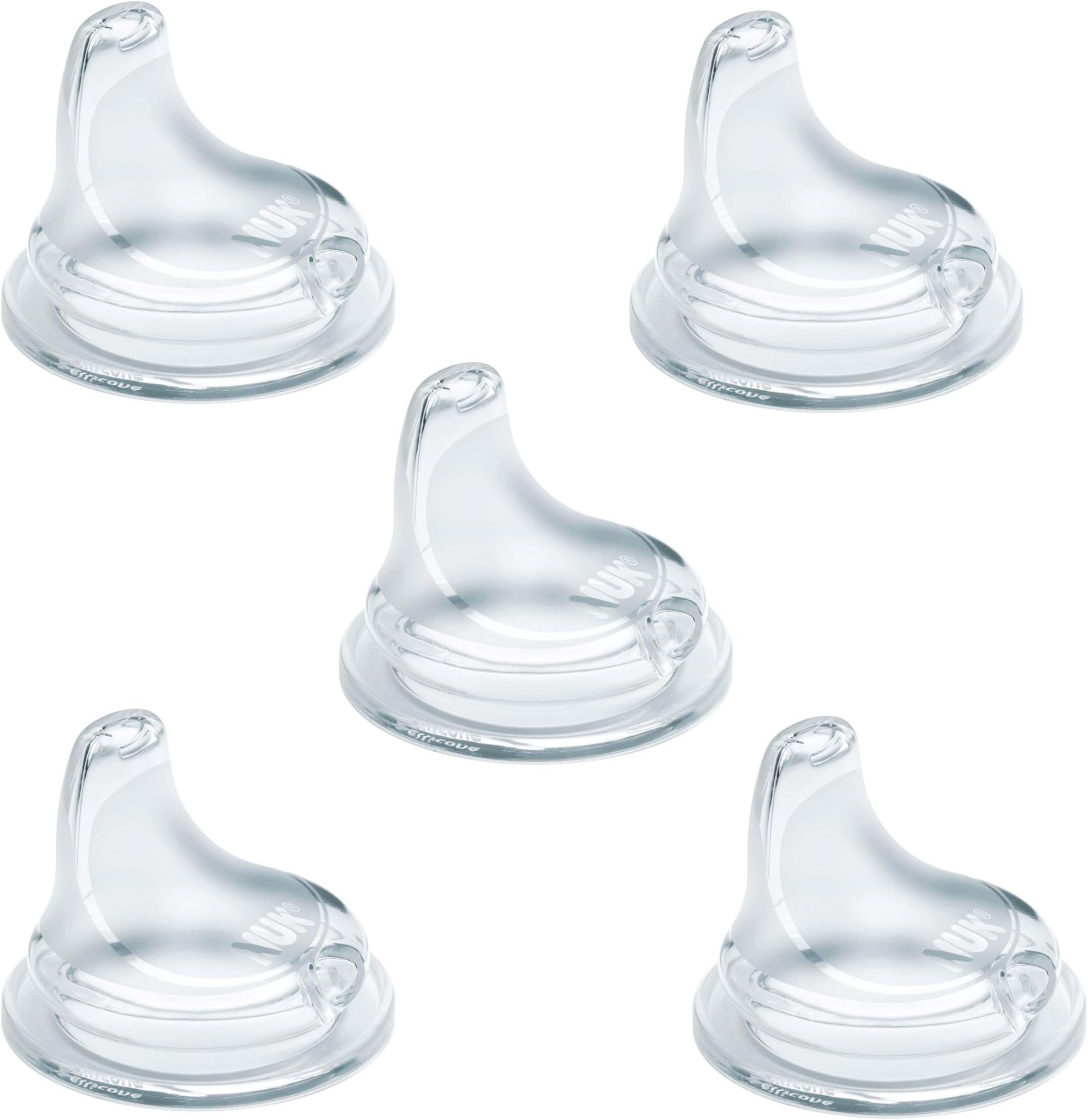 NUK Replacement Silicone Spout for Select NUK Cups, Spill-Proof, Soft Spout, Dishwasher-Safe, BPA-Free, Clear, Pack of 3