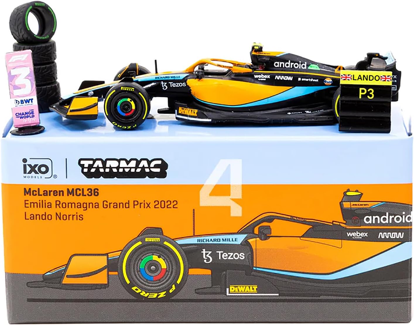 MCL36#4 Lando Norris Formula One F1 3rd Place Emilia Romagna GP (2022) "Global64 Series 1/64 Diecast Model Car by Tarmac Works T64G-F041-LN1
