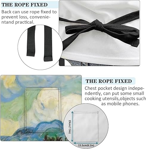 Miniatura 4 de Delantal unisex para adultos, correa ajustable para el cuello, delantal con bolsillos, delantal de cocina, resistente al agua y al aceite, Campo de
