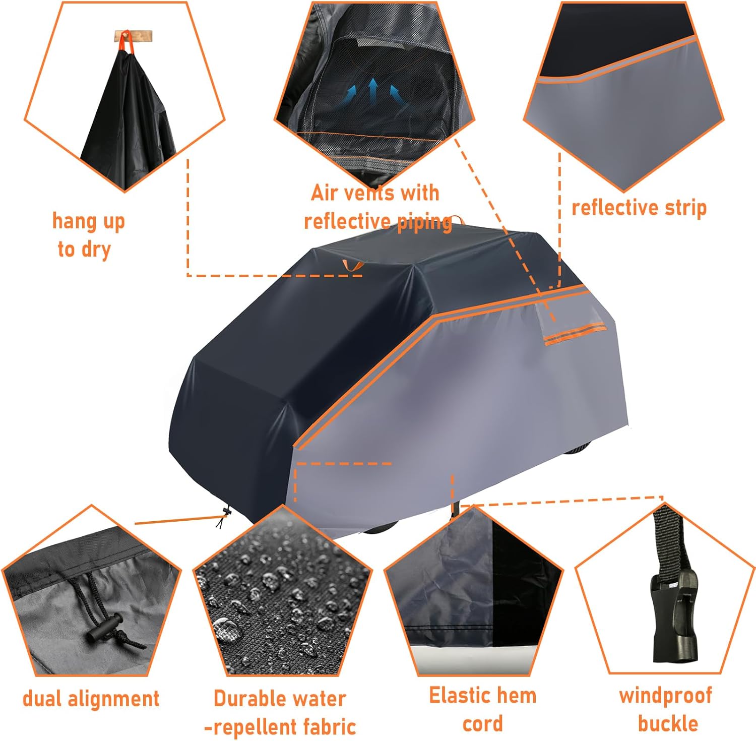 Zero Turn Lawn Mower Cover, 600D Waterproof Lawnmower Cover with Windproof Buckle, Ventilation Opening, Outdoor Universal Fits Decks up to 54", 79×46×55 Inch