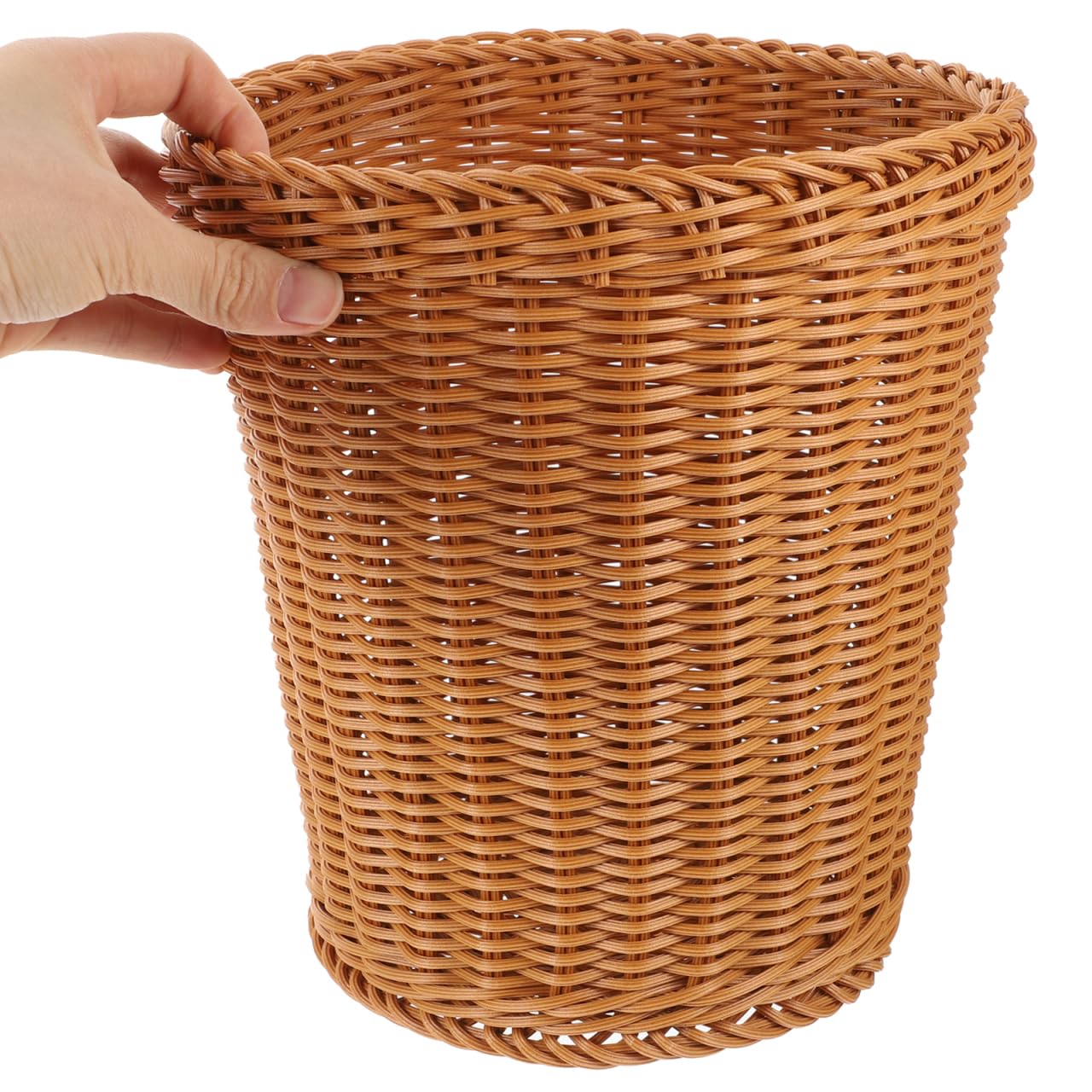 Ciieeo Woven Trash can 9.65In Compact Braided Waste Basket for Bathroom Bedroom Kitchen Office Storage and Organization
