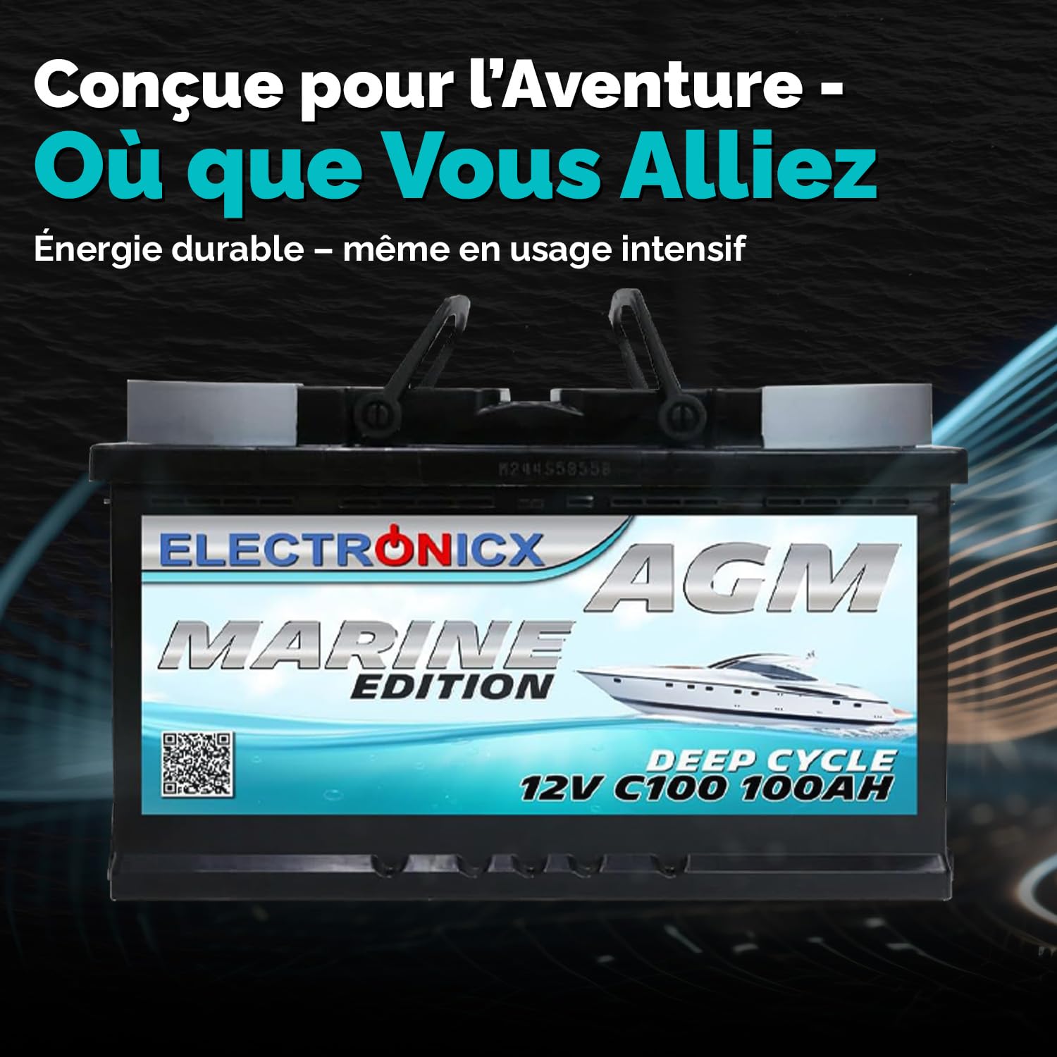 Batterie AGM 100Ah 12V Décharge Profonde Sans Entretien Étanche – Accumulateur Idéal pour Panneaux Solaires, Camping-Car, Voiture, Bateau, Fourgon Aménagé, Systèmes Photovoltaïques, Énergie Solaire,