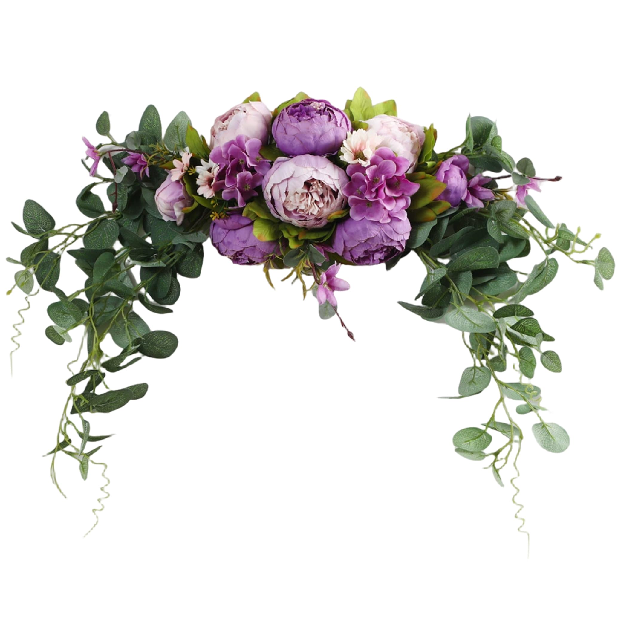 Monwssoe Swags Hangers, Arch Flowers, Elegant Wedding Arch Flowers with Leaves, Artificial Floral Swag for Weddings, Home & Party Decorations, Purple