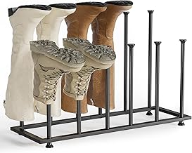 pickpiff 6 Pairs Black Metal Freestanding Boot Rack for Dorm Closet Entryway Bedroom Patio Hallway Black