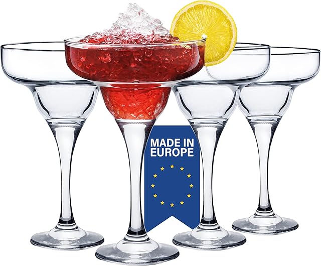 Crystalia Premium Margarita Glasses Set of 4, 300ml 100% Lead Free Margarita Cocktail Glasses, Margarita Glasses, Cocktail Glasses, Margarita Glass, Margherita Cocktail Glasses for Frozen Drinks