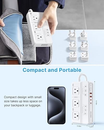 Miniatura 6 de VINTAR - Convertidor de voltaje de 220 V a 110 V, adaptador universal de viaje de 2000 W, convertidor de voltaje de Estados Unidos a Europa,