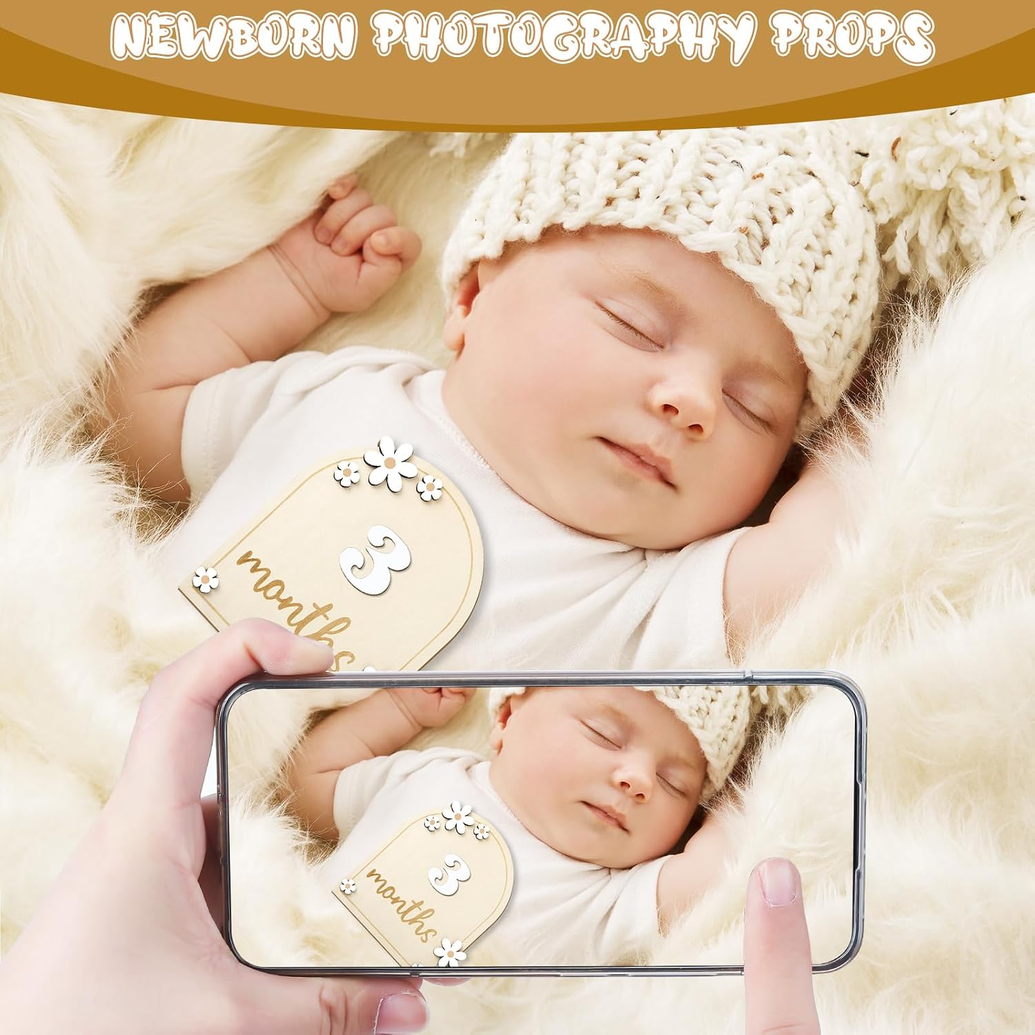 Baby Monthly Milestone Cards with Hello World Newborn Sign