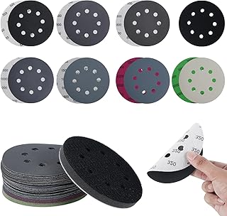 36Pcs Sanding Disc Pads 5inch Silicon Carbide Hook and Loop Sandpaper 320/600/800/1000/1500/2000/3000 Mixed Grit 8 Holes Wet Dry Use Round Sanding Discs Pads for Round Sander