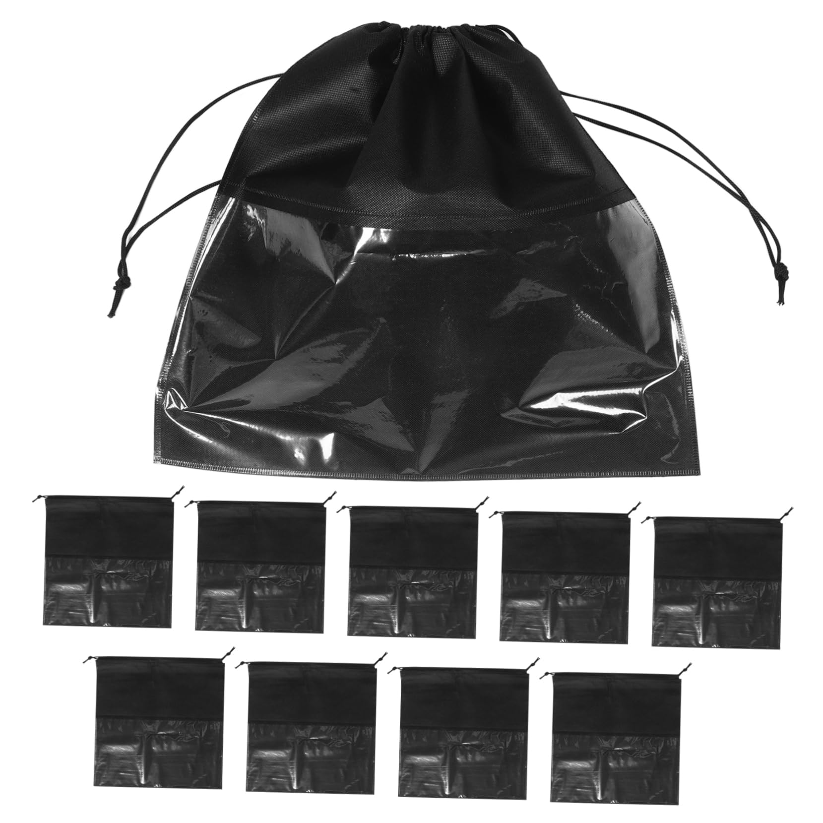 IMIKEYA 10 pezzi Organizzatori di scarpe da viaggio Borse di stoccaggio con finestra trasparente chiusura a coulisse Borse antipolvere riutilizzabili in tessuto non tessuto per bagagli