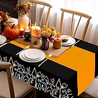 Vista 7 de Childom Paquete de 3 manteles de Halloween, manteles de plástico desechables de 54" x 108", decoraciones de Halloween, cubierta de mesa de plástico