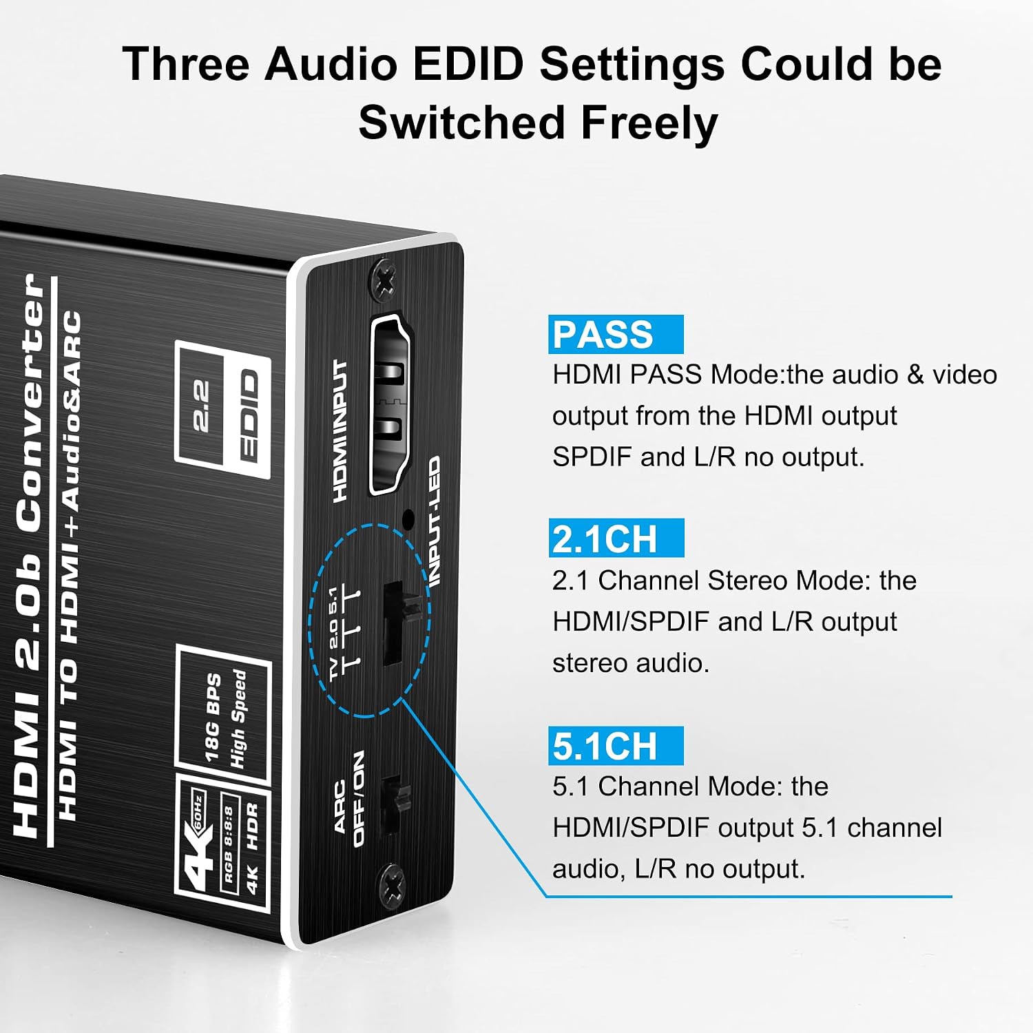 NEWCARE 4K@60HZ HDMI 2.0b Audio Extractor, HDMI Audio Converter Adapter,HDMI to HDMI + Optical Toslink SPDIF + 3.5mm AUX Stereo Audio Out, Support HDMI ARC, HDCP 2.2, RGB 8:8:8,3D (Metal Black)