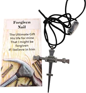 Westmon Works Lent Cross Necklace with Forgiven Nail Holy Card Reminder of Sacrifice Gift Set