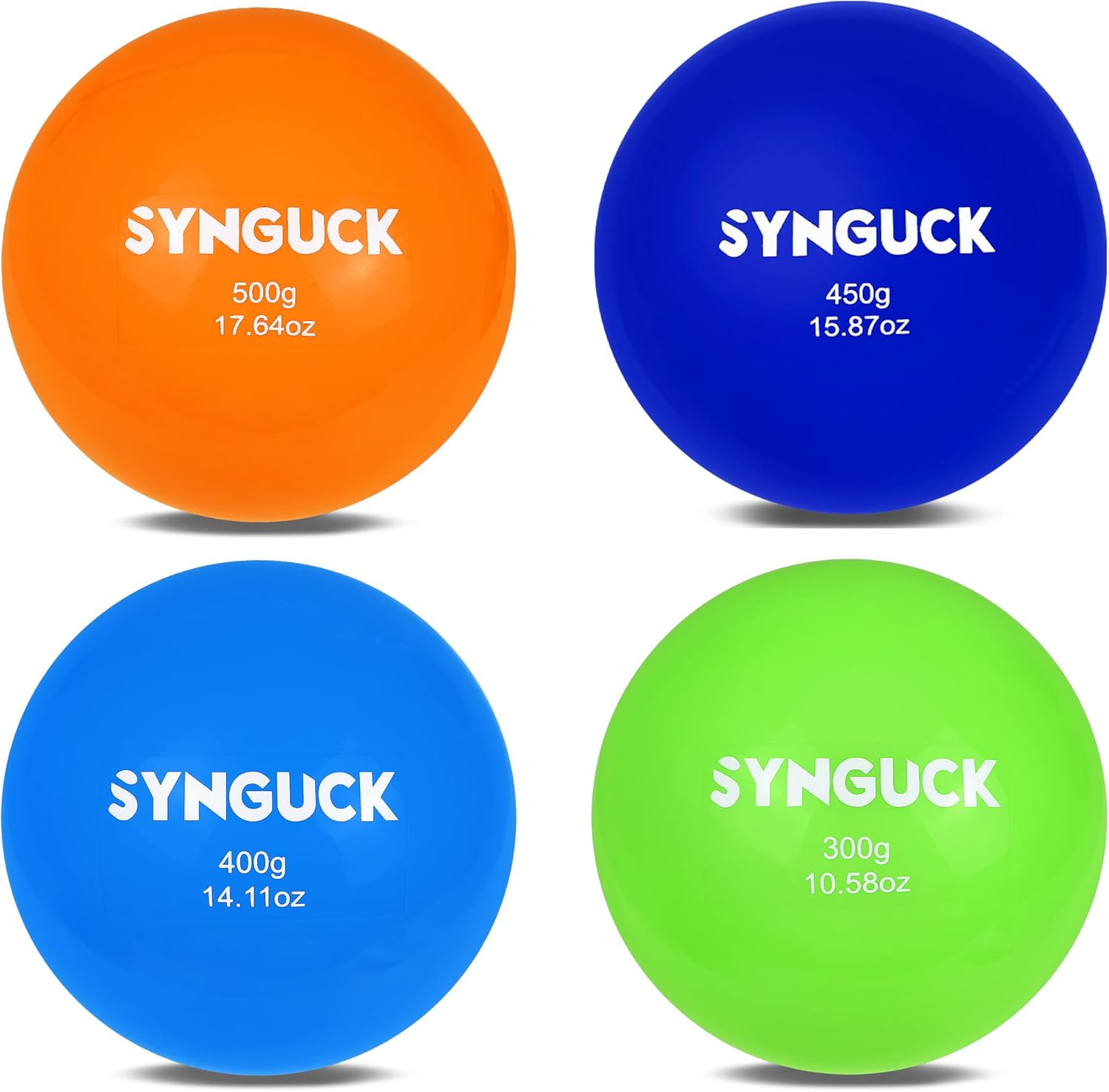SYNGUCK 4/6 Pack Weighted Plyo Balls Set for Baseball & Softball Training - Improve Power, Pitching, Hitting - Perfect for Yoga, Fitness, Plyometrics - All Skill Levels