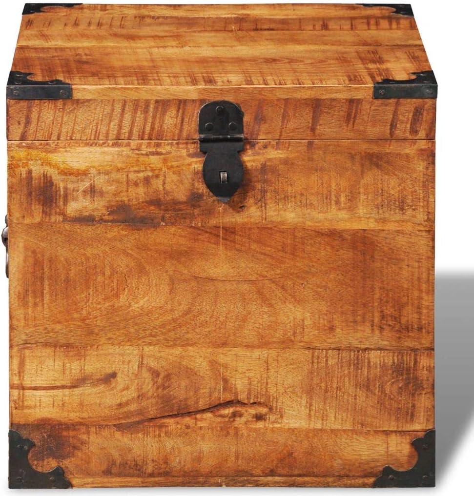Storage Chest Box Wooden Trunk Case Cabinet Container with Handles for Bedroom Closet Home Organizer Collection Mango Wood 18" x 18" x 18"