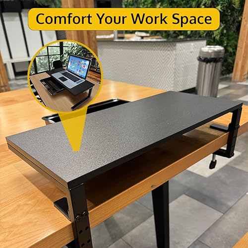 Miniatura 6 de Abrazadera ergonómica en monitor de computadora portátil soporte elevador con cajón, 21.6 x 9.8 pulgadas - negro