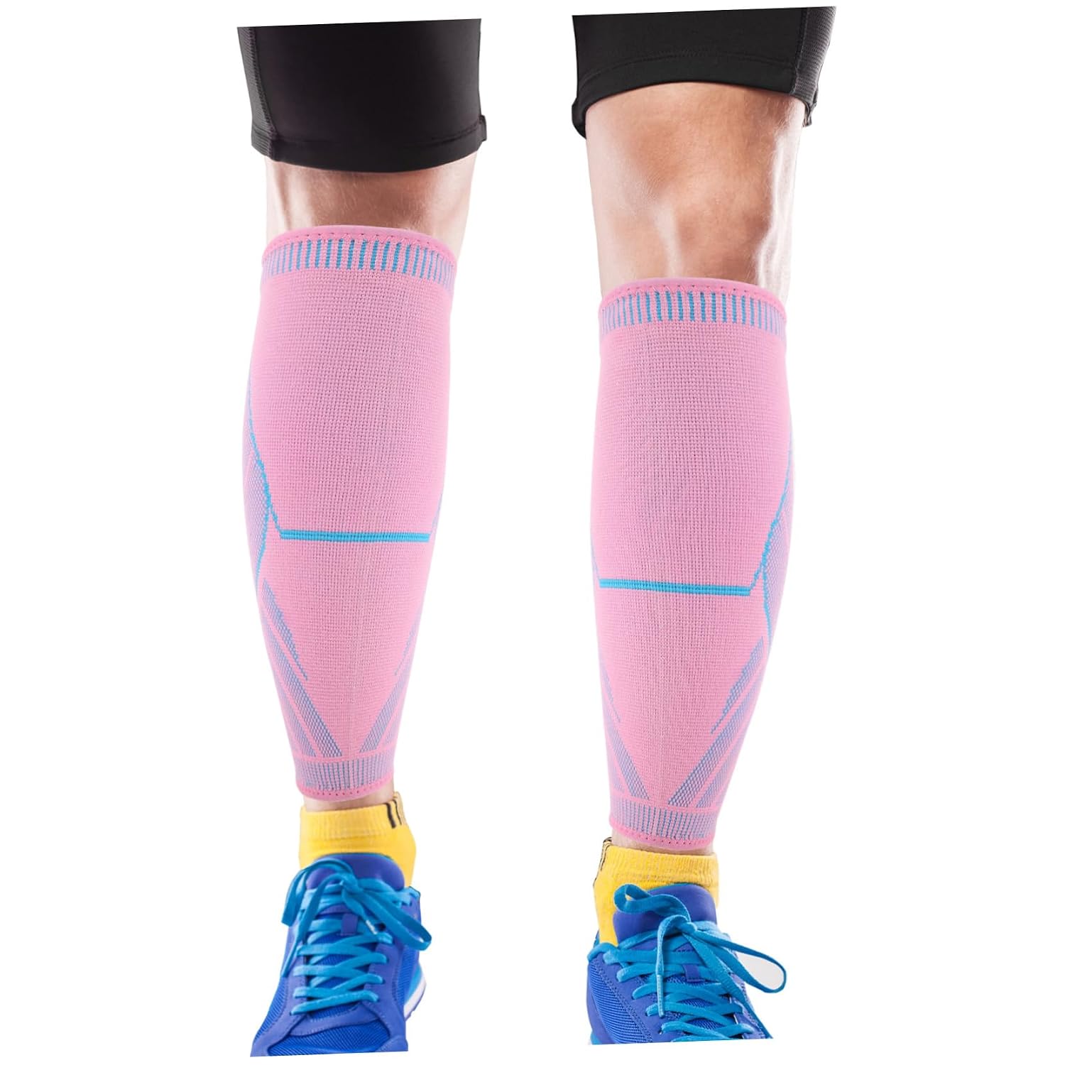 Mipcase 2Pcs Calf Compression Sleeves for Men Women Support for Running Nursing Varicose Veins Durable Footless Compression Socks Pink