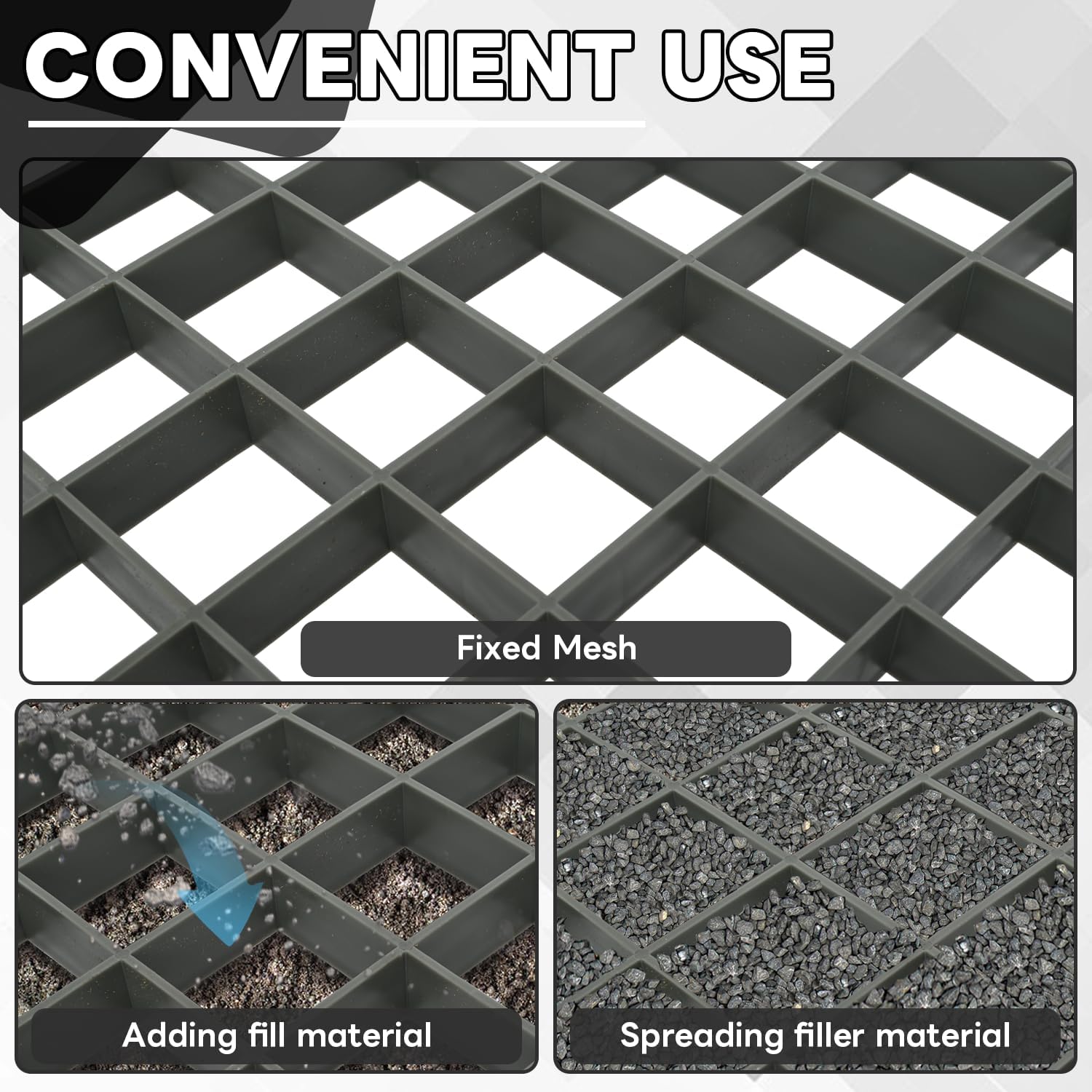 Permeable Pavers, 12 Pcs Heavy Duty Grass & Gravel Permeable Paver System Grass & Gravel Pavers PPE Plastic Pavers for Lawn Decks driveways Sidewalks shed Bases, 1" Depth, 22 Sq Ft, Gray
