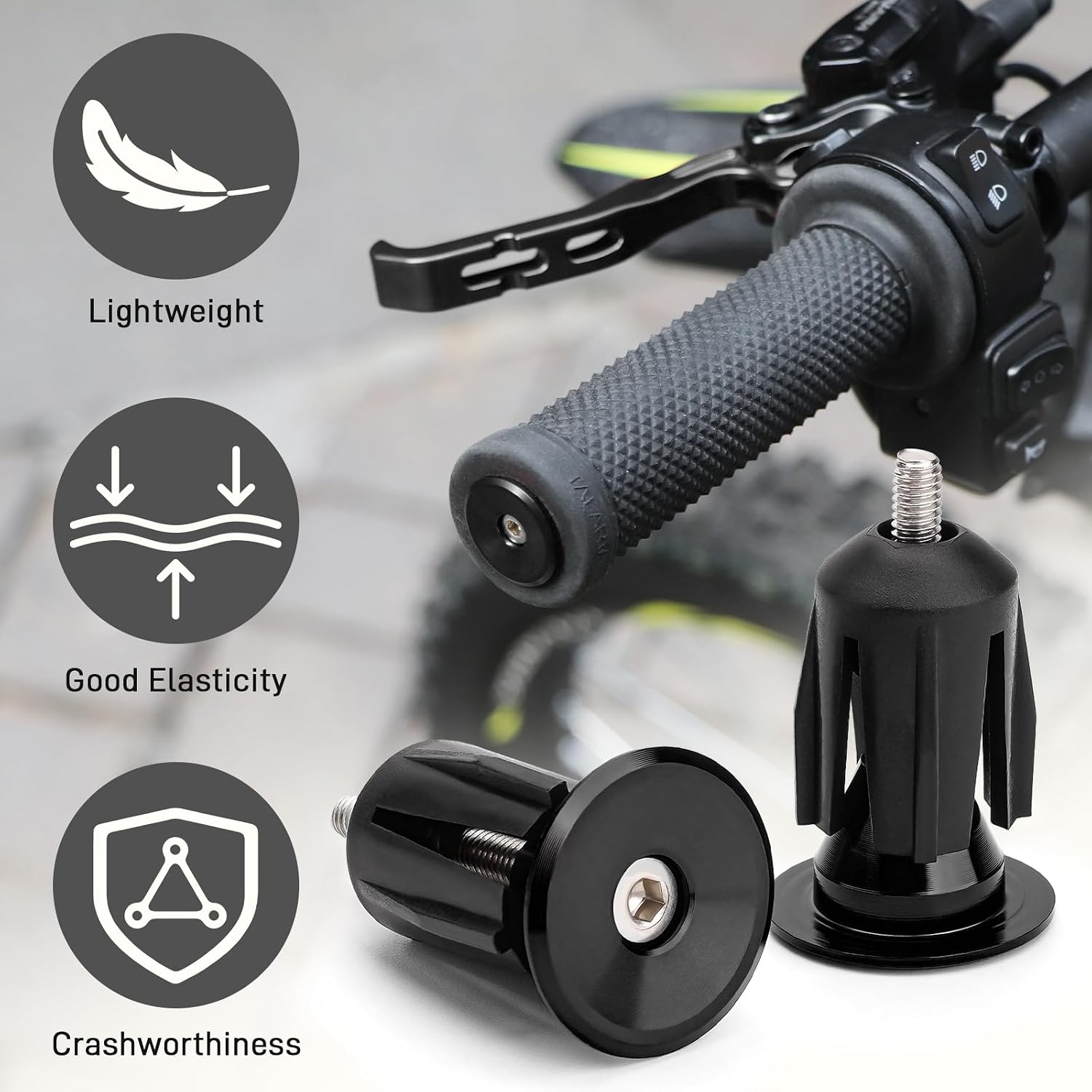 Bar End Plugs Handlebar End Caps for Talaria Sting MX3 MX4 MX4 EVO/EXPEX/Yamaha/Suzuki Kawasaki, 7/8" Aluminum Anti Vibration Handlebar Grip with Spanner for Taparia (Black)