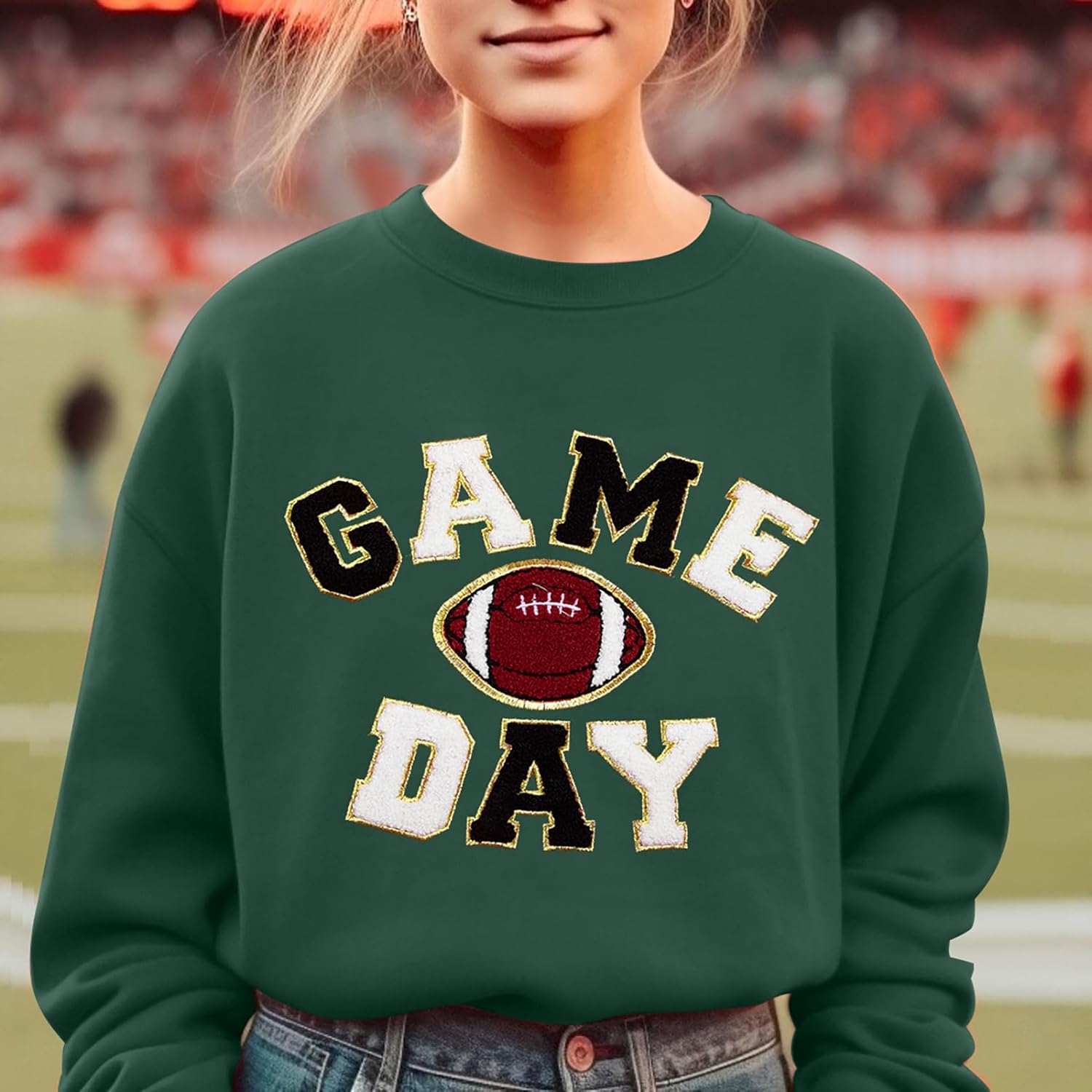 FLOYU Women Sunday Funday Sweatshirt Cute Football Graphic Pullover Game Day Weekend Tops Casual Football Season Shirt - Image 3