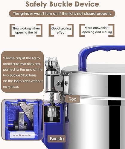 Miniatura 6 de Moongiantgo Molinillo eléctrico de grano de 17.64 oz, molinillo eléctrico de alta velocidad para especias, molino de harina, pulverizador seco de