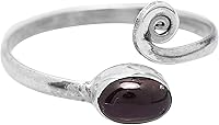 Vista 2 de Anillo de plata de ley granate ajustable en espiral para nudillos y dedos del pie, Plata de ley, plata, Granate