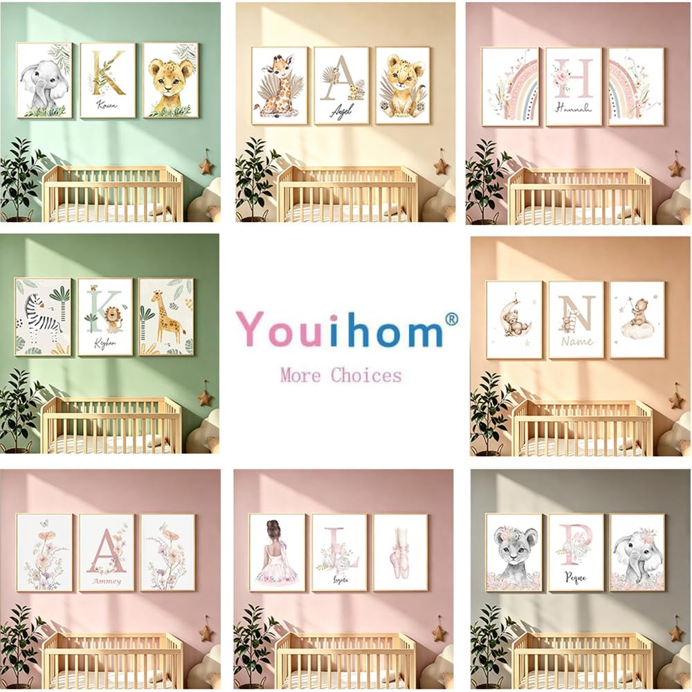 Lot De 3 Affiches Personnalisées Chambre Enfant – Poster Prénom Bébé Fille Papillon Ballerine Boho Rose Toile