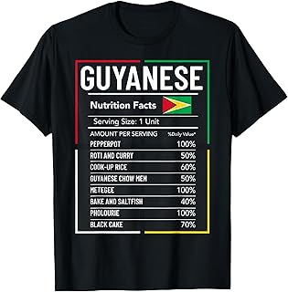 Guyanese Nutrition Facts Guyana Pride Funny T-Shirt