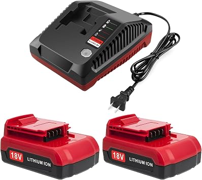 2 Packs 18V Lithium PC18BLX Battery and PCXMVC Charger Compatible with Porter Cable 18V Battery PC18B PC18B-2 PC18BL PC18BLX PC18BLEX