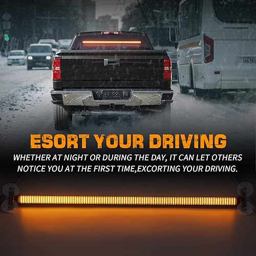 Miniatura 2 de XRIDONSEN Barra de luz de asesor de tráfico de 35 pulgadas, 144 luces LED ámbar estroboscópicas de advertencia de emergencia intermitente para