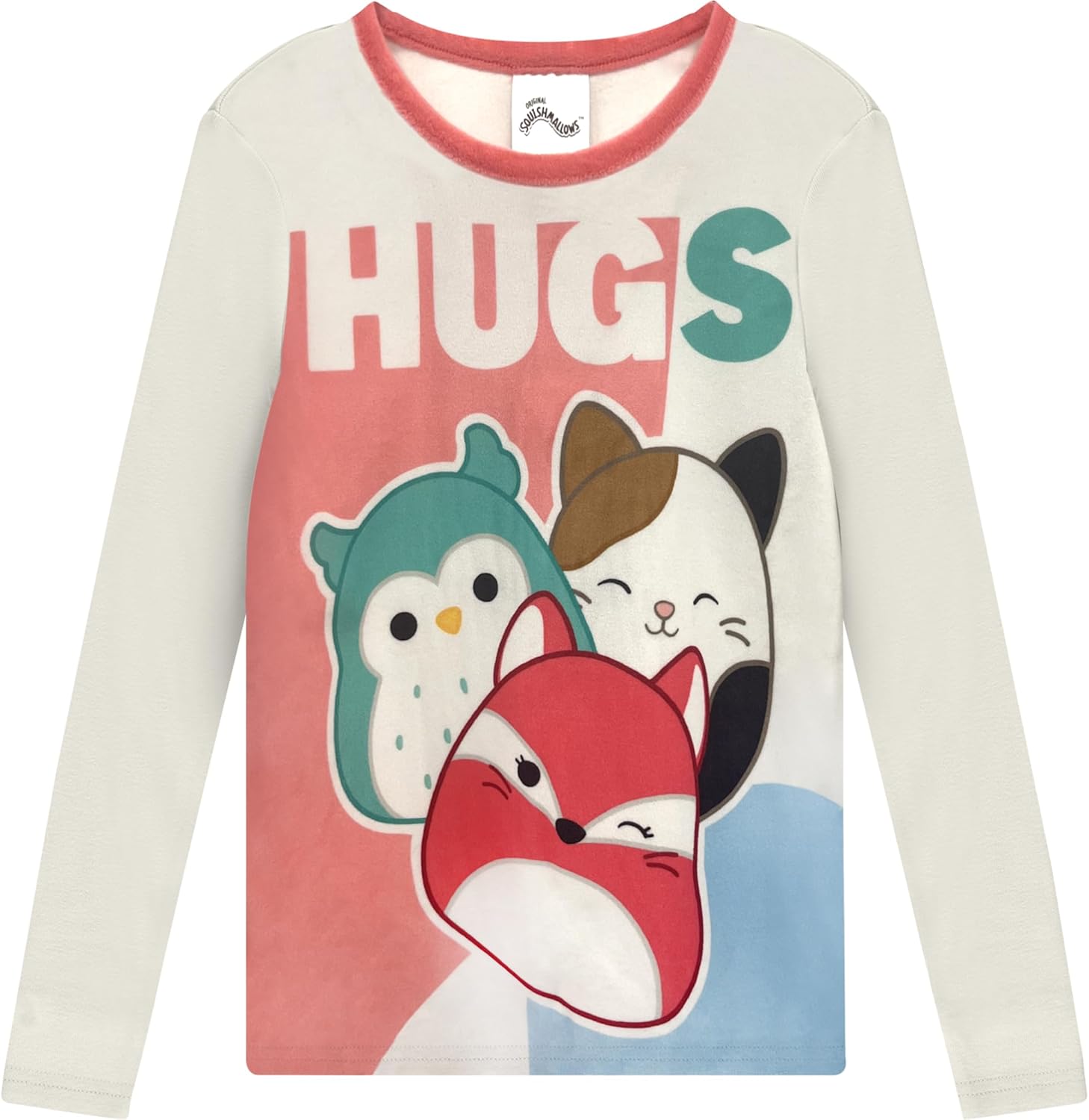 Squishmallows Girls Pajama Set - 2-Piece Loose Fit Pjs with Long Sleeve Top & Pink Plush Pants For Kids - Official Product - Image 2