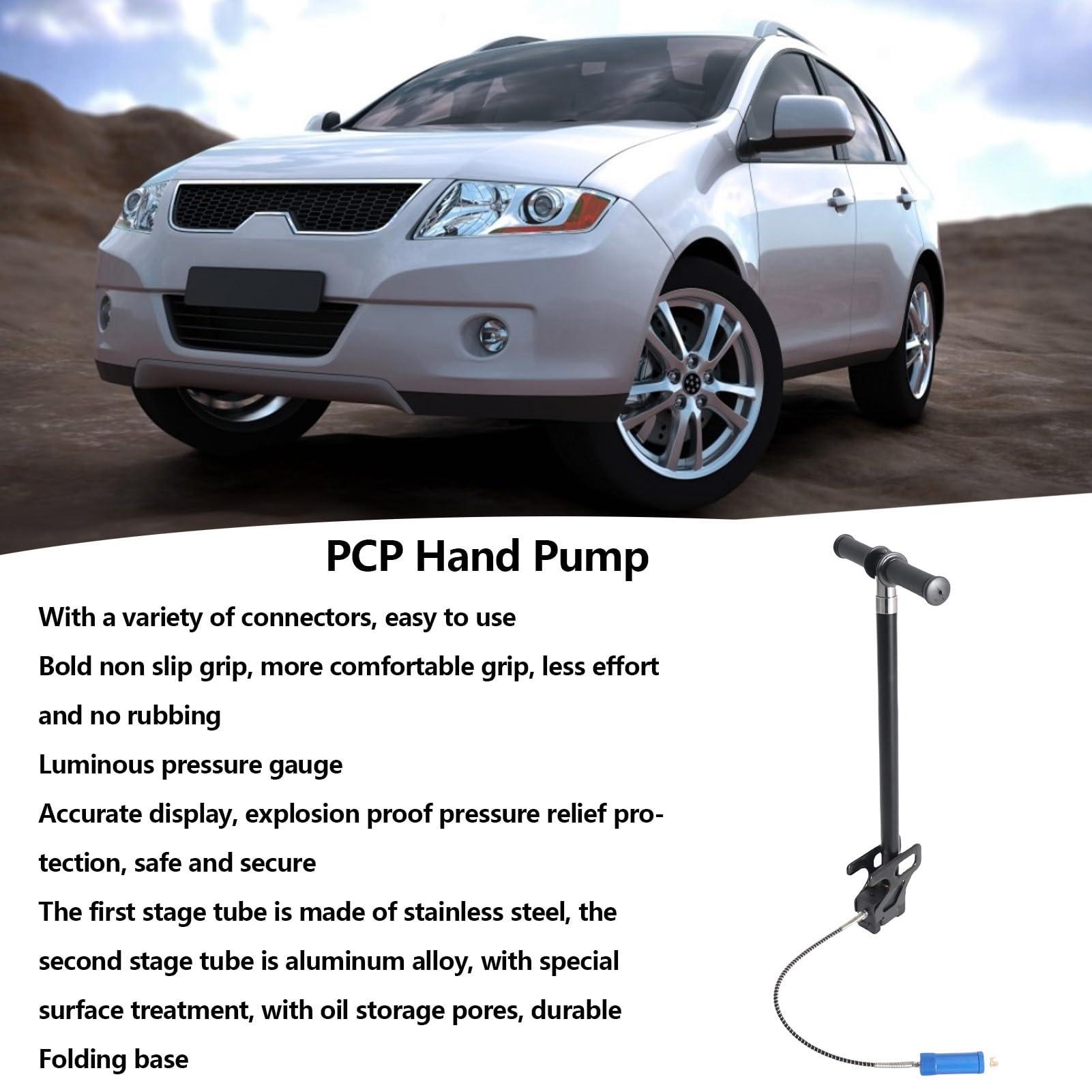 Pompa Manuale PCP Alta Pressione Acecare | 4500psi (300 Bar) | 4 Stadi Con Separatore