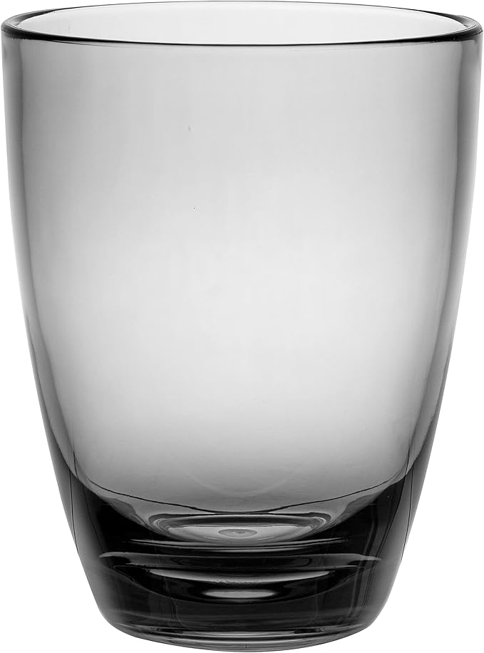 KLIFA- ETON- 15.2 ounce, Set of 6, Acrylic Tumbler Drinking Glasses Cups, BPA-Free, Stackable Plastic Drinkware, Dishwasher Safe, Gray-Black