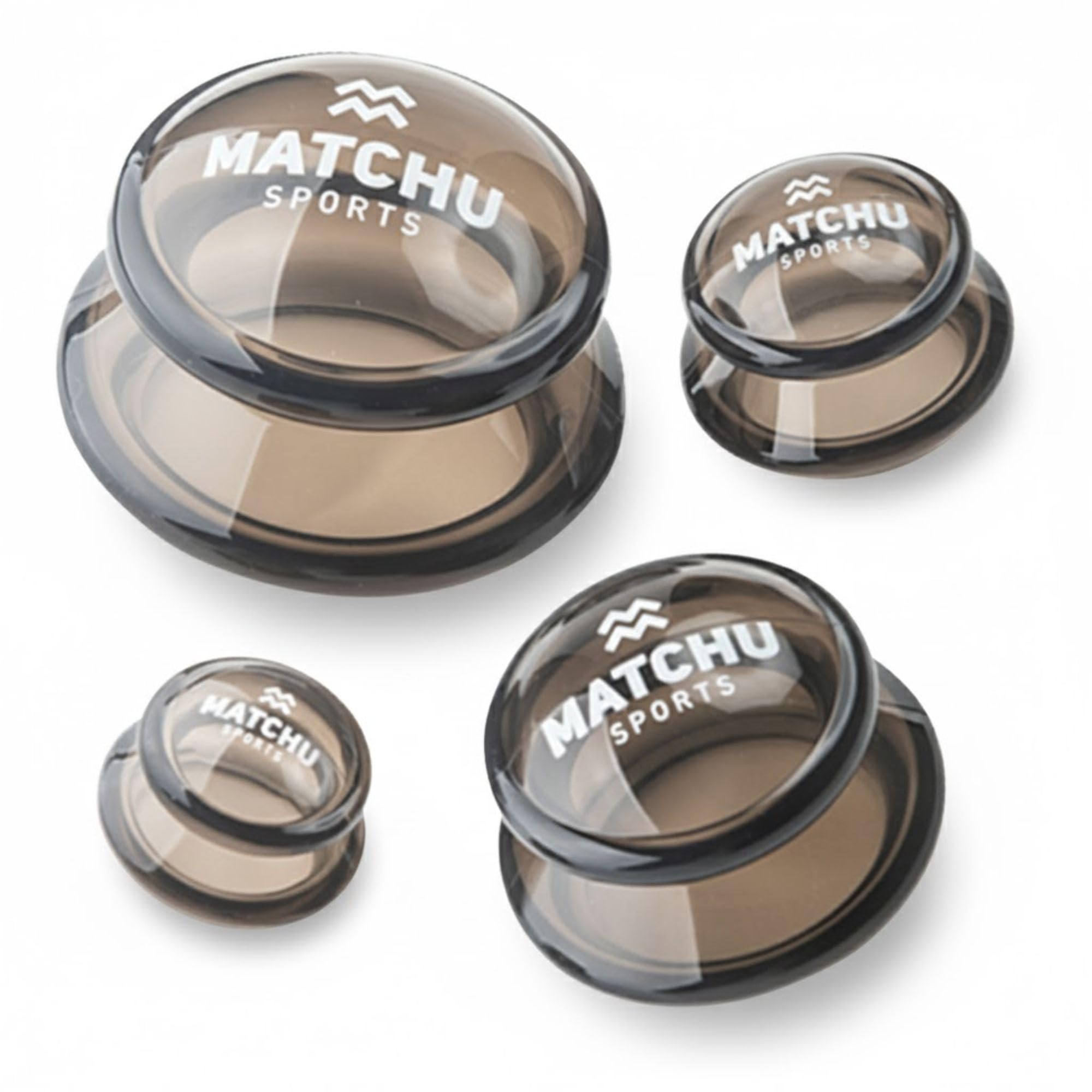 MATCHU – Lot De 4 Ventouses En Silicone – Ventouses Anticellulite Corps Entier – Massage Par Aspiration – Durable, Facile À Nettoyer, Anti-Âge – Gris Foncé