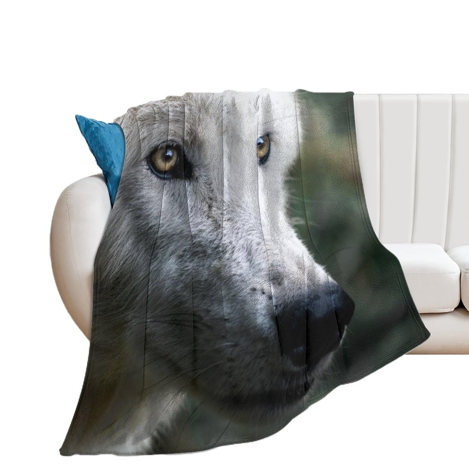 Plaid canapé loup blanc pour des soirées cocooning chaleureuses
