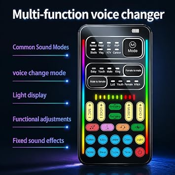 Voice Changer Sound Card Kit for Gaming, Streaming & Content Creation | Complete kit with mic headset and adapter, ready to use with simple plug and play setup.
