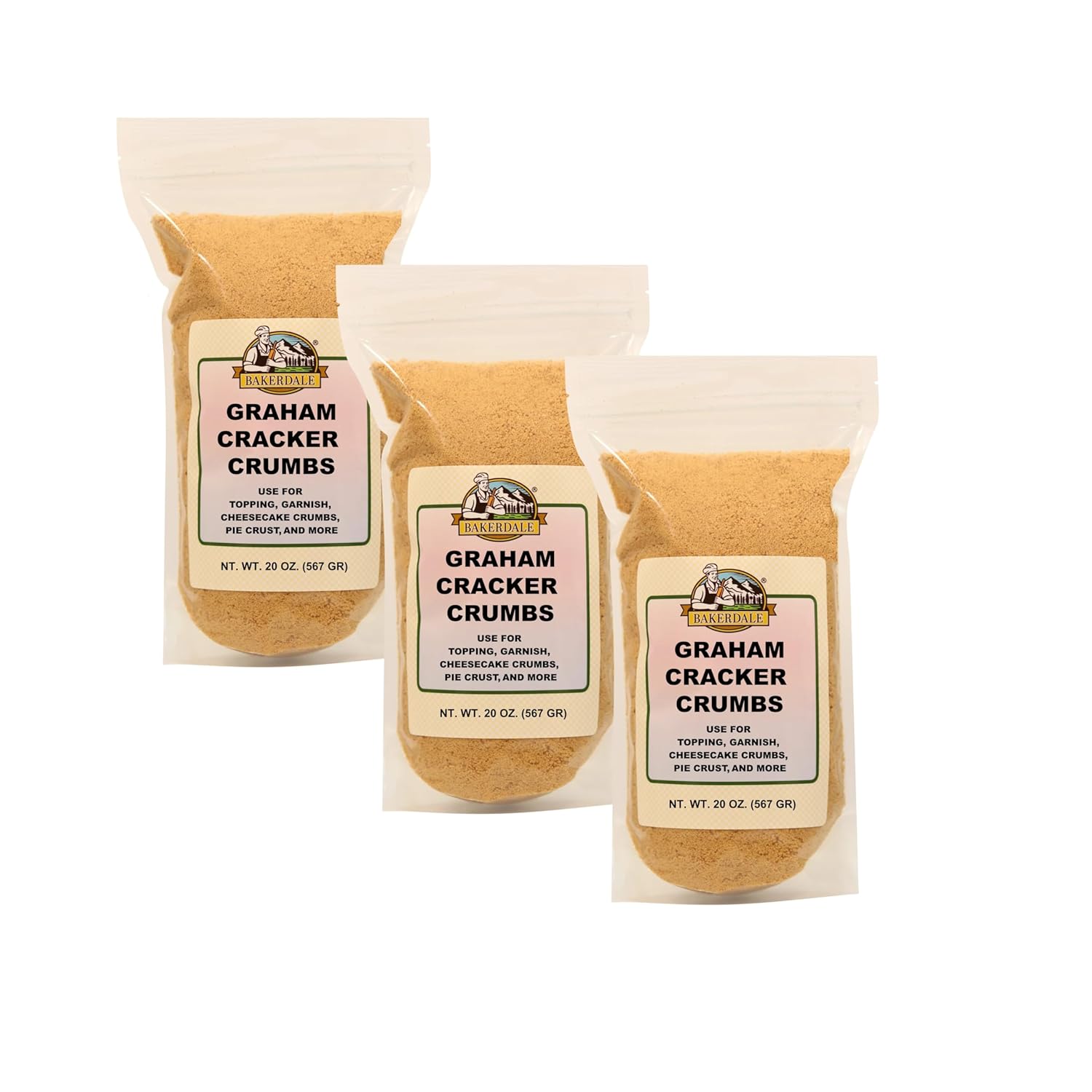 Bakerdale Graham Cracker Crumbs, 20 ounce resealable pouch (4 Pk)