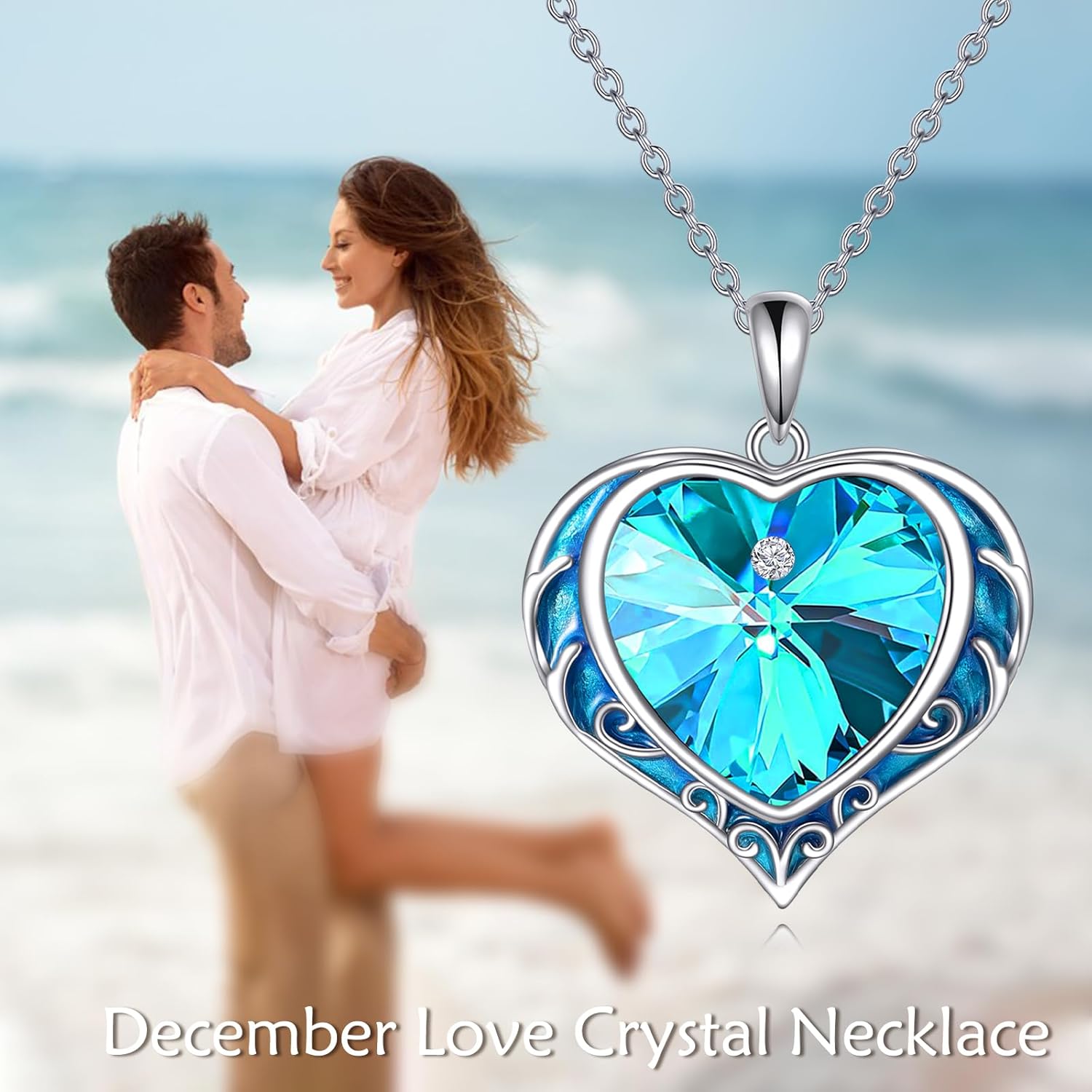 Necklaces for Women, Love Heart Pendant with Austrian Crystals, Jewelry Gifts for Wife, Sterling Silver Heart Necklaces, Birthday or Chrismas Holiday Gifts for Her, Mom - Image 3