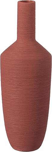 Jarrón decorativo de cerámica de la urna de 10" H, jarrón de mesa de centro de mesa de estilo moderno, rojo