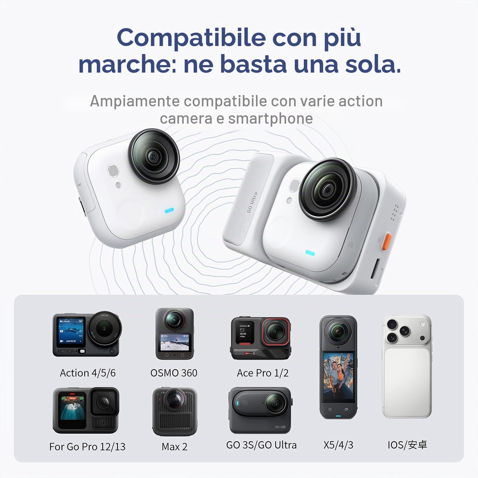 Telecomando Bluetooth universale per DJI Osmo 360/ACTION 6 per Insta360 X5/ACE PRO 2/GO ULTRA per GoPro Hero 13/Max 2 Fotocamera Smartphone Impermeabile Mini Wireless Smart Remote Control