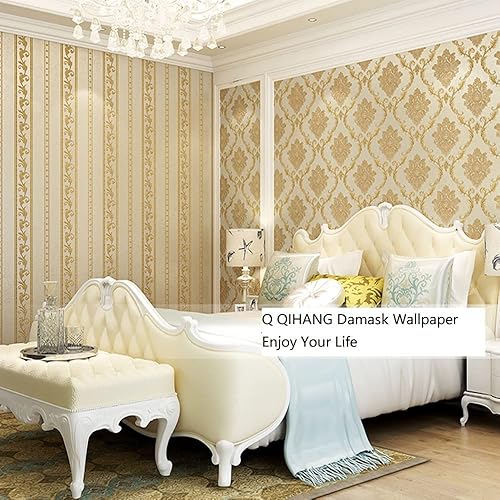 Miniatura 4 de Q QIHANG Papel tapiz de PVC de damasco de flores 3D de lujo europeo para dormitorio, sala de estar, fondo de televisión, decoración retro del hogar,