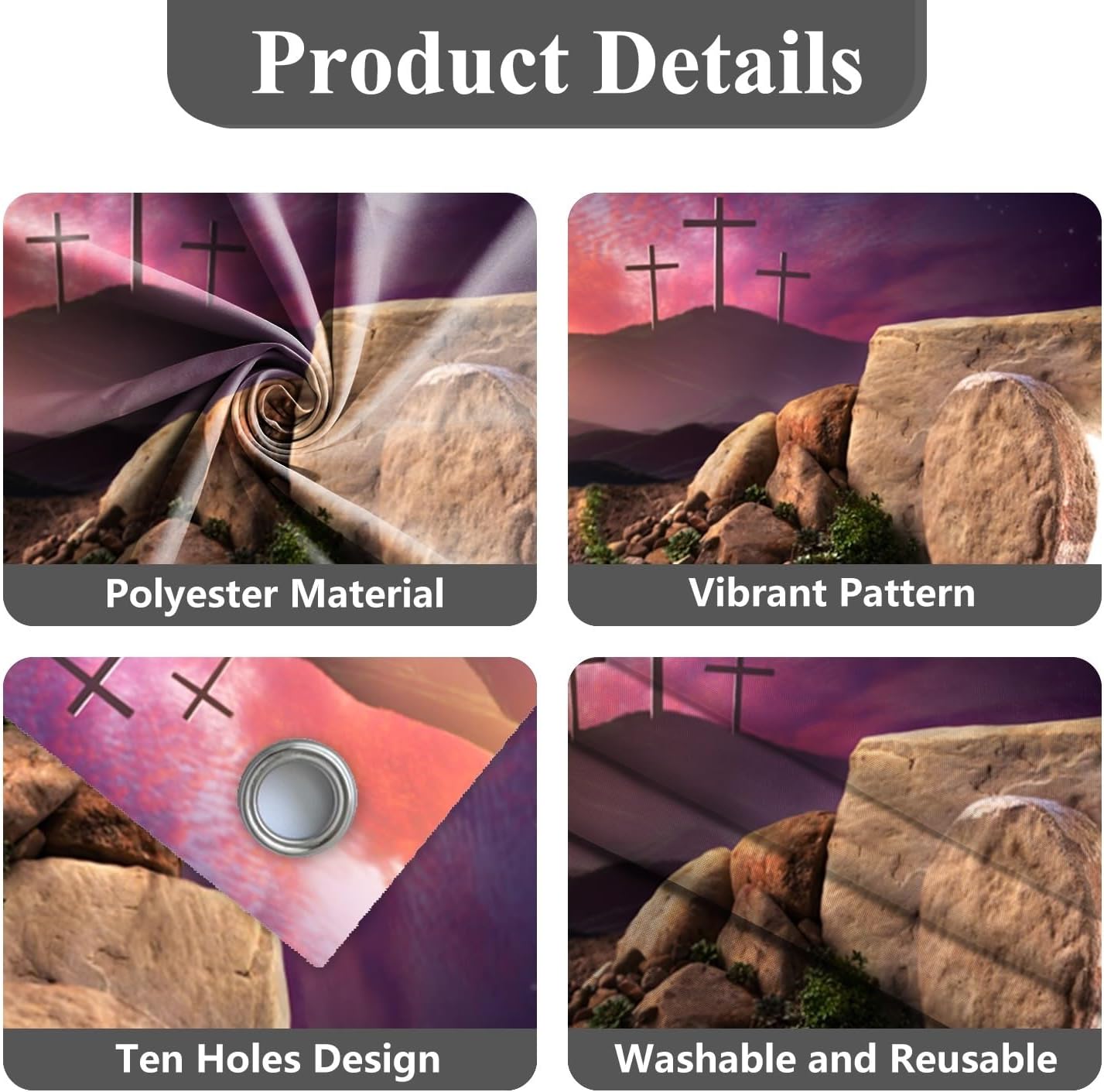 OERJU Easter Garage Door Banner Cover Resurrection of Jesus Cross Garage Backdrops Door Mural Stone Cave Tomb Crucifixion Background Christian Church Easter Party Supplies Wall Decorations 7x16ft