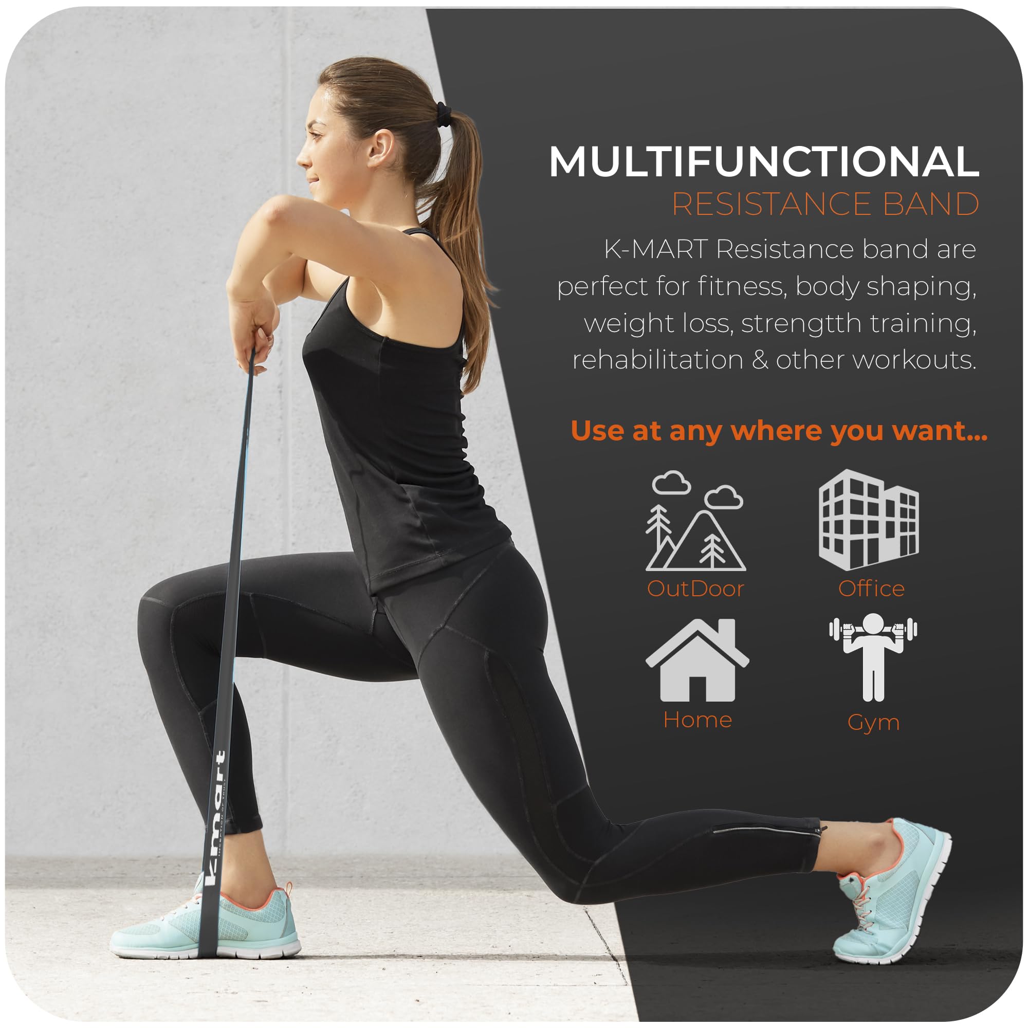 Active 100 Resistance Bands Set of 5, Skin-Friendly Exercise Bands for Men & Women, 5 Resistance Levels for Legs Glutes, Arms - Image 3