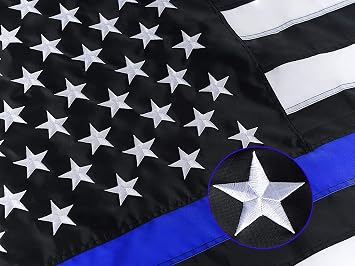 Homissor Thin Blue Line Flag 2x3 Outdoor - Embroidered Stars Police Flags, Heavy Duty Back Lives Matter Banner with 2 Brass Grommets