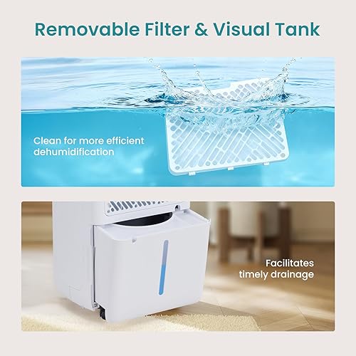 Miniatura 9 de OLIXIS Deshumidificador de 3,500 pies cuadrados, deshumidificador de 50 pintas para sótano con manguera de drenaje, tanque de agua de 4.5L1.19