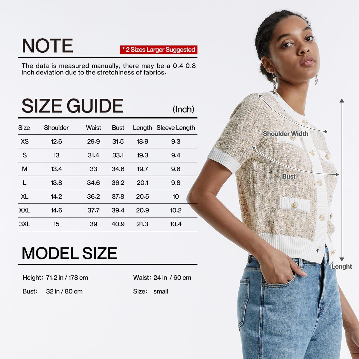 URBAN REVIVO Womens Short Sleeve Cardigans Tops Summer Button Up Work Cropped Sweater Shirts 2025 - Image 7