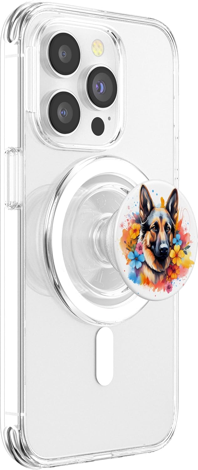 Colorful German Shepherdp Art Pet Dog Mom German Shepherd PopSockets MagSafe PopGrip for iPhone