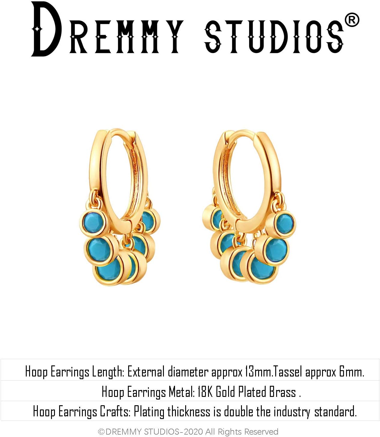 DREMMY STUDIOS Gold Dainty Huggie Hoop Earrings 18K Gold Plated Exquisite Open Tassel Dangle Charm Drop Sleeper Geometric Cross Coin Star Heart White CZ Simple Hypoallergenic Earrings for Women - Image 6