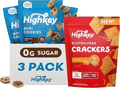 HighKey Keto Chocolate Chip Cookies and Gluten Free Cheddar Crackers - Low Carb Snacks Keto Snack Sugar Free Cookies Made ...