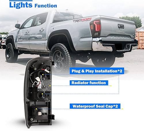 Miniatura 12 de WOLFSTORM LED Tail Light Fit for 2016-2023 Toyota Tacoma, 2016-2013 Toyota Tacoma Tail Light Replacement Assembly,1 Pair(Clear Lens)