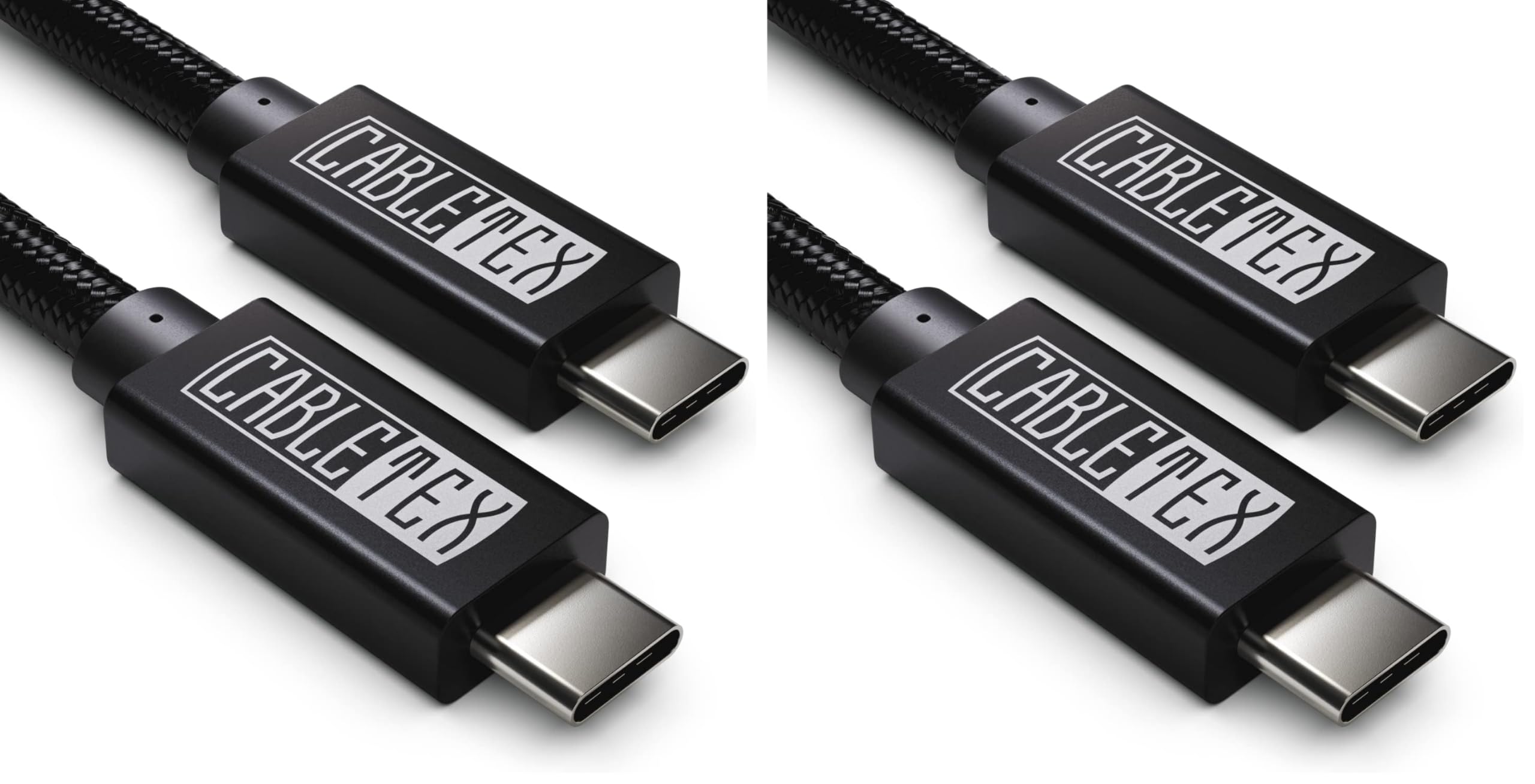 CABLETEX 2m USB C Monitorkabel zu Typ-C 3.2 Gen 2, 100W Power Delivery, 10GBit/s, für Thunderbolt 3 Bildschirme/Displays, Laden, Video- und Audioübertragung - Schwarz (Packung mit 2)